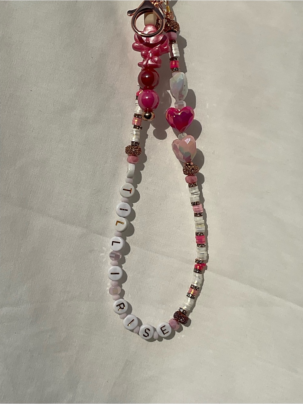 Beaded Pink Heart Key & Card Holder Lanyard